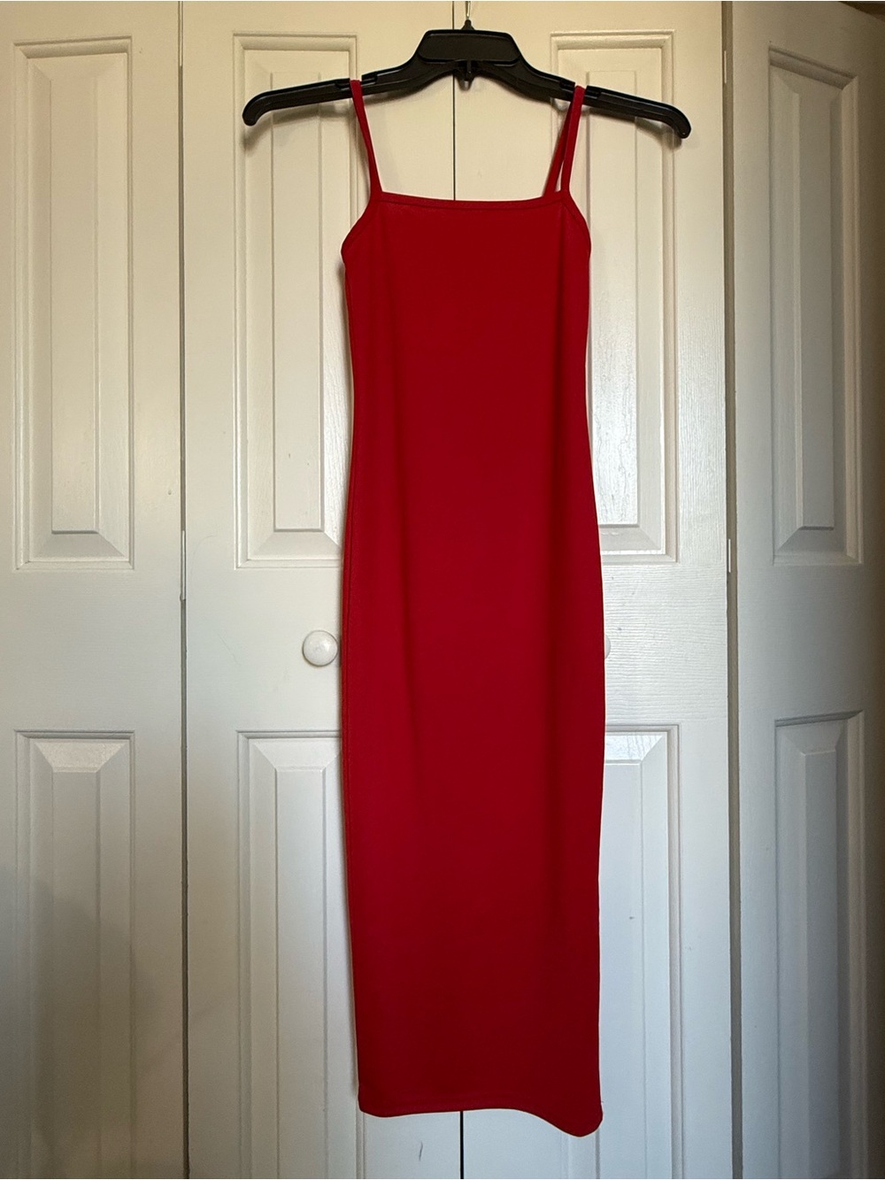 PrettyLittleThing Red Spaghetti-Strap Midi Dress